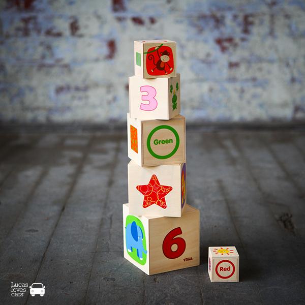 Wooden stacking boxes Baby gift Lucas loves cars