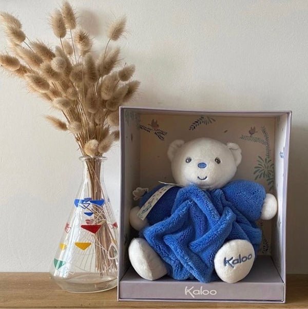 Kaloo Bear Blue Baby soft toy Kaloo Lucas loves cars