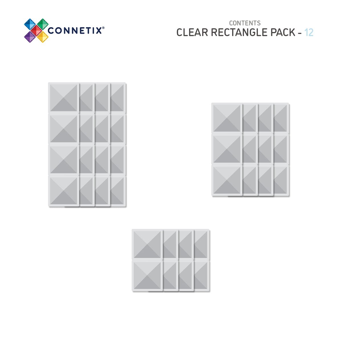 Connetix Rectangle Pack Clear 12 pc | Connetix tiles