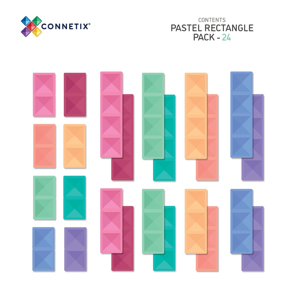 Connetix Rectangle Pack Pastel 24pc | Connetix tiles