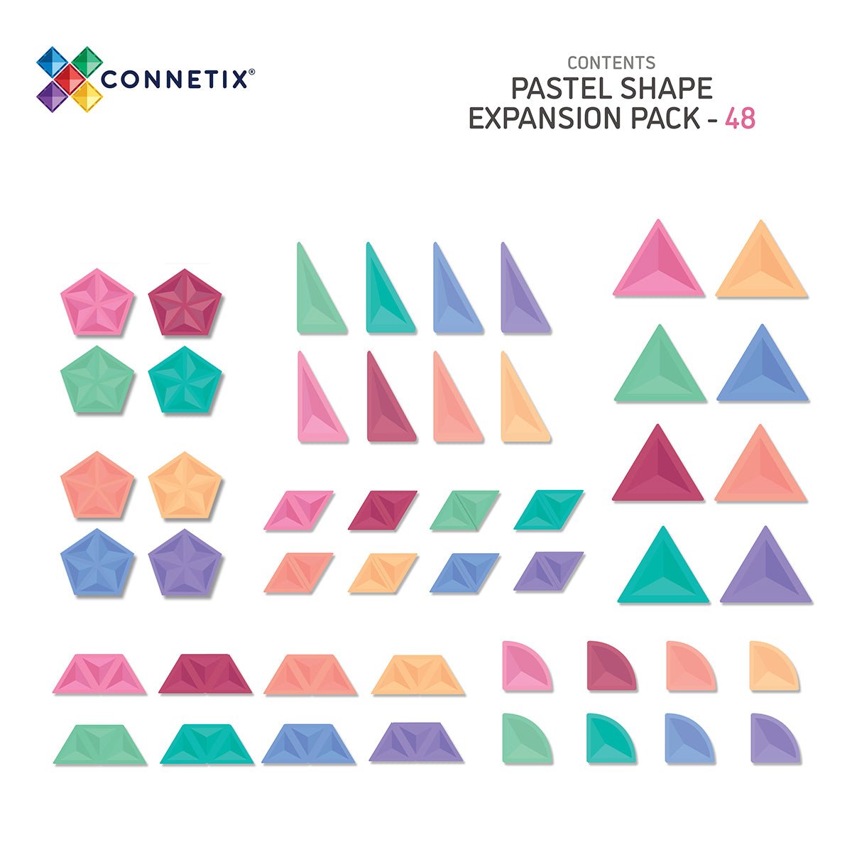 Connetix Shape Expansion Pastel 48 pc | Connetix tiles