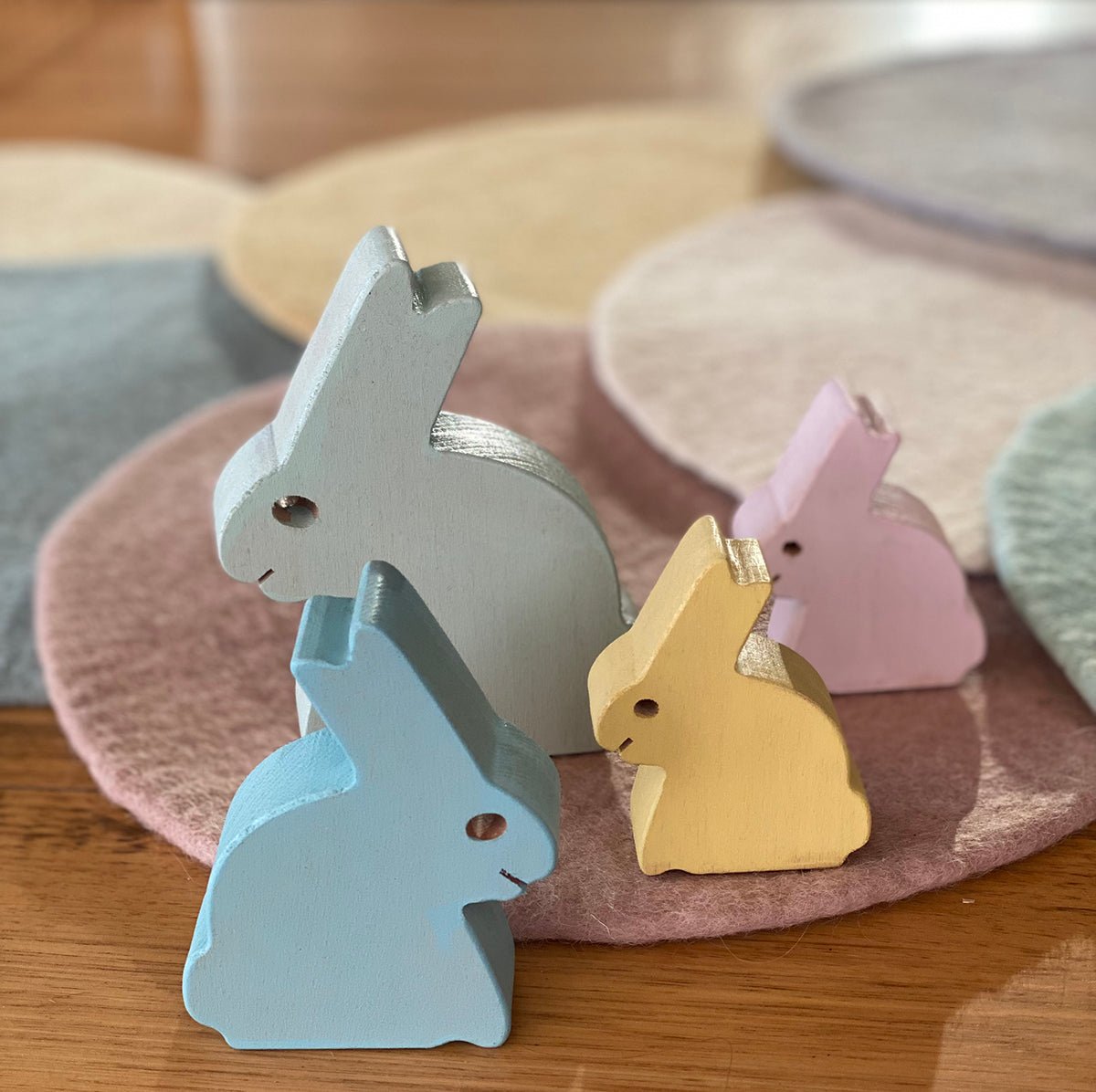 Wooden Bunny Rabbits Pastel | Papoose