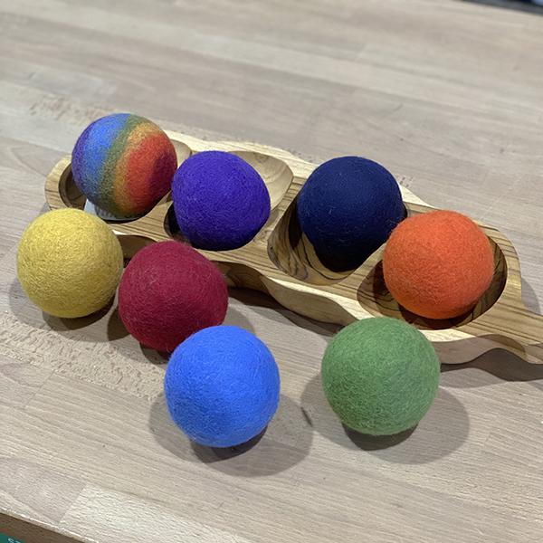 Rainbow felt balls   | Papoose toys | Lucas loves cars