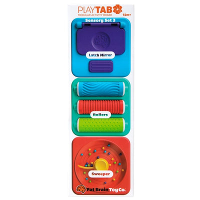 PlayTab Sensory Set 3 - Latch Mirror, Rollers, Sweeper Tile | Fat Brain Toys