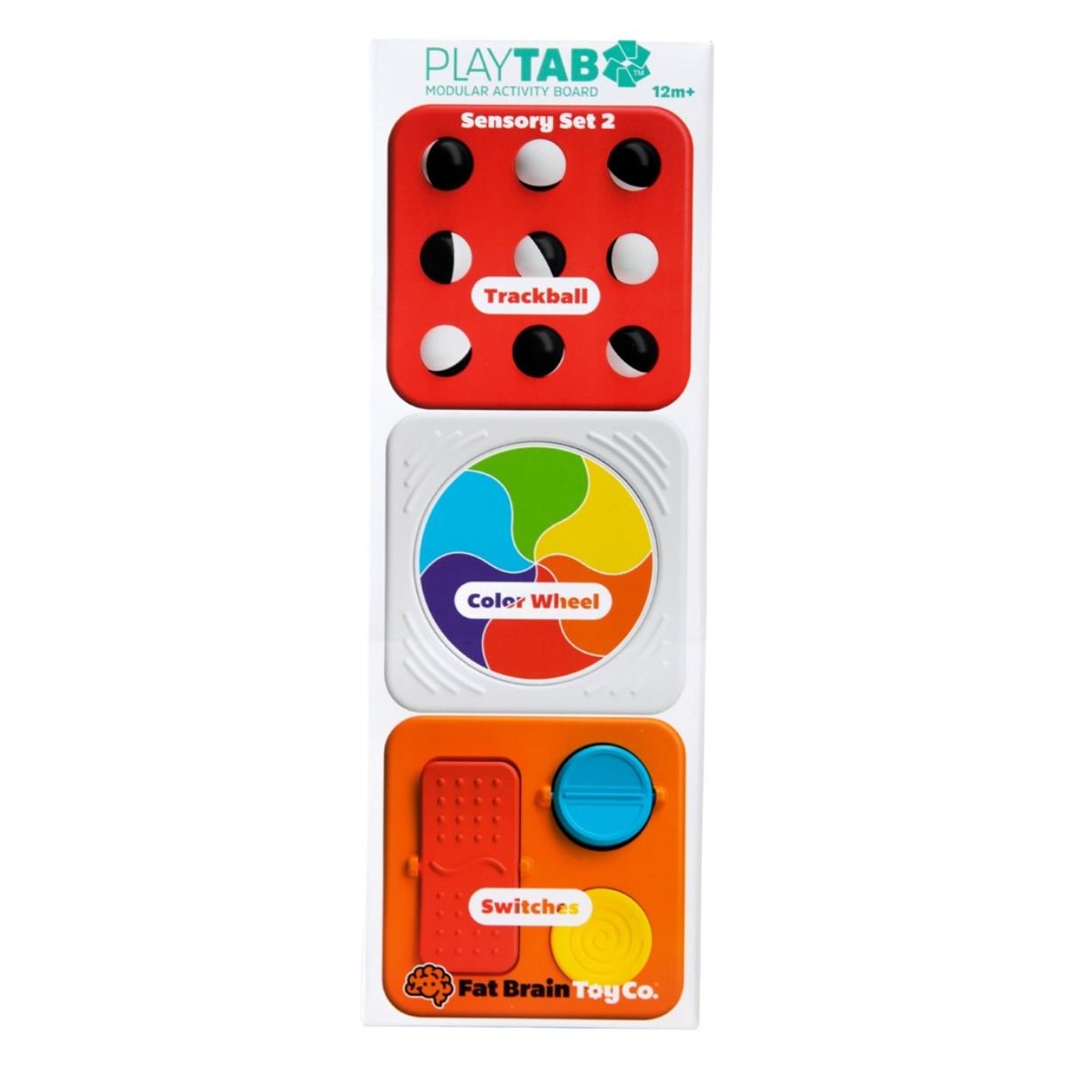 PlayTab Sensory Set 2 - Trackball Tile, Color Wheel, Switches Tile | Fat Brain Toys