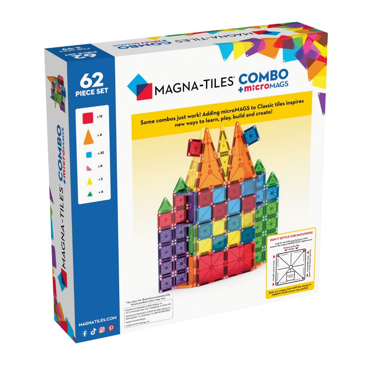 Magna Tiles Combo with microMAGS 62pc - PREORDER | Magna Tiles