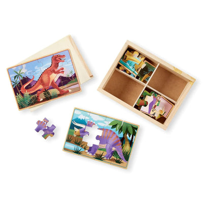 4 Dinosaur Jigsaw puzzles in a box | Melissa and Doug