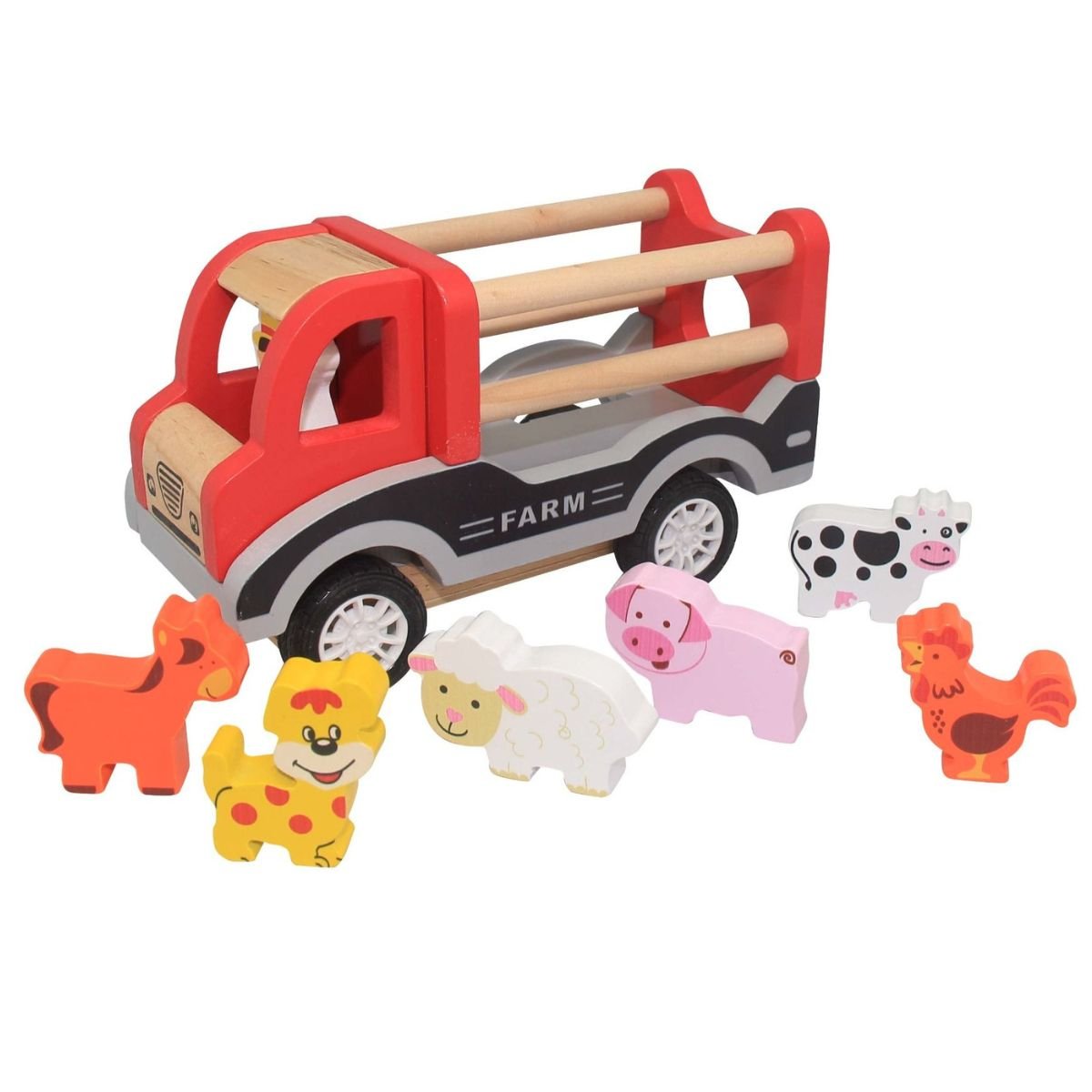 Wooden Pullback Farm Truck With Animals | Toyslink