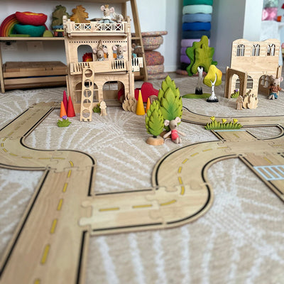 Guidecraft Double - sided Roadway System | Guidecraft - Lucas loves cars