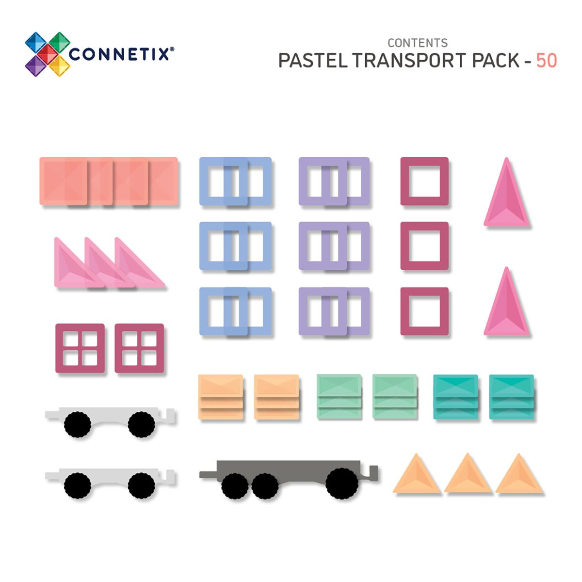 Connetix Pastel Transport 50 | Connetix tiles