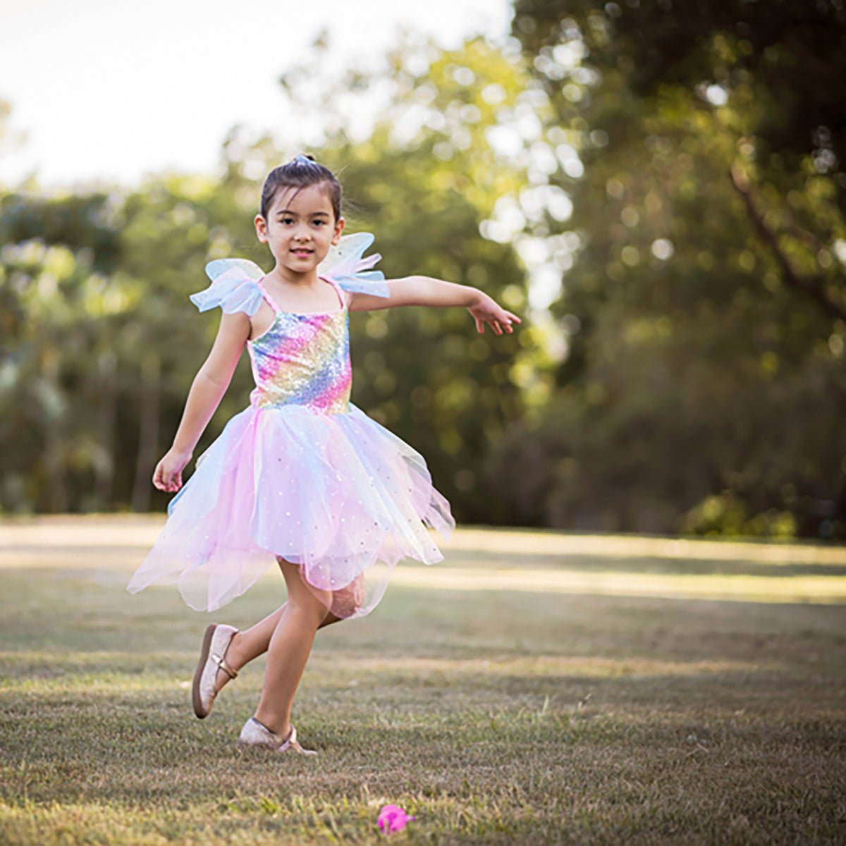 green emerald velvet dress Rainbow Fairy Dress Pink – STORK Organic Baby main image 1