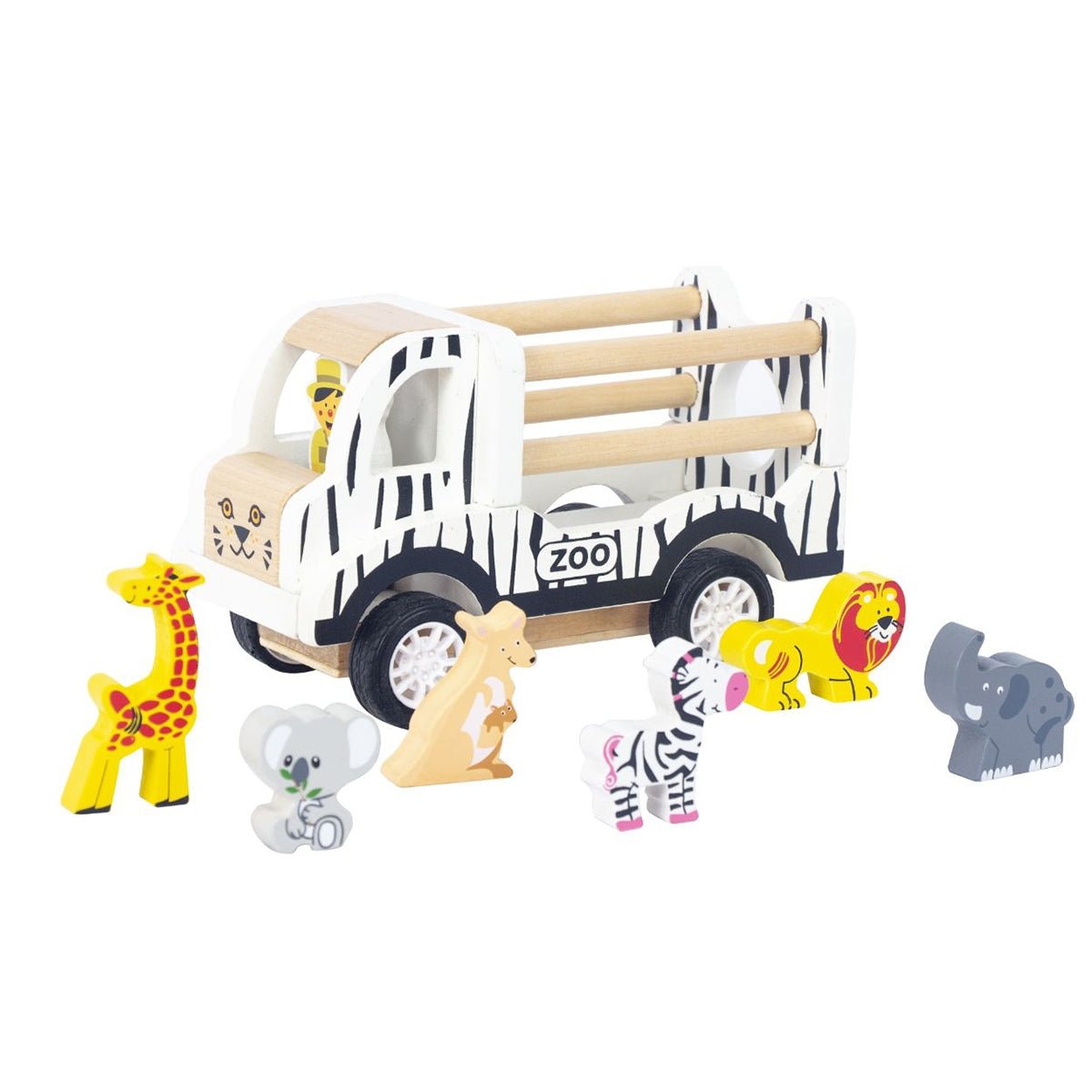 Wooden Pullback Zoo Truck | Toyslink