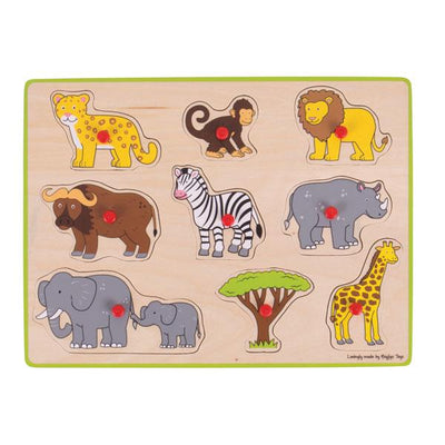 BigJigs Wooden puzzle | Safari animals toy | Lucas loves cars