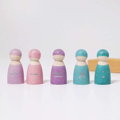 Grimms 5 Math friends | Wooden people dolls 