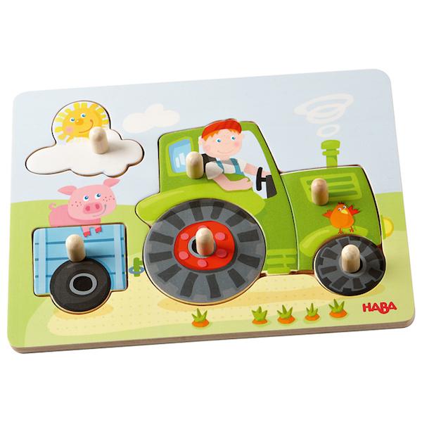 Wooden tractor peg puzzle | HABA toys | Lucas loves cars