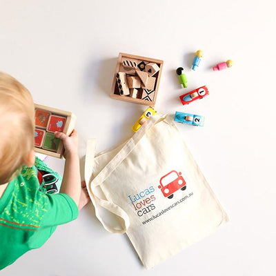 Lucas loves cars | tote bag | Eco toys | Australian toy store 