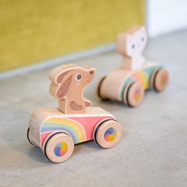 Tiger Tribe Rainbow Rollers | Wooden car toys for toddlers
