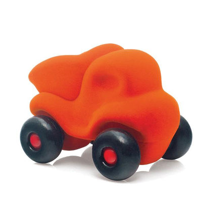 Rubbabu sensory toy little orange dump truck | car toy store | lucas loves cars 