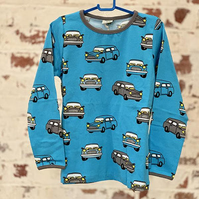 Smafolk organic cotton long sleeve top | Smafolk Australia | Blue with cars | Lucas loves cars 