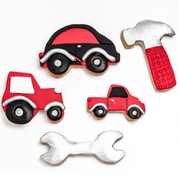 Tools and Wheels biscuit cutters | Sweet Themes