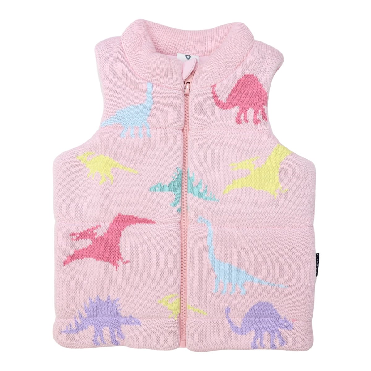 Korango Dinosaur Padded Knit Vest Pink | Korango