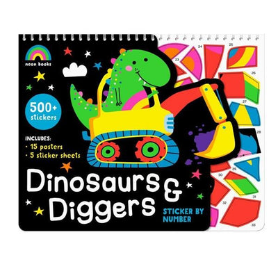 Dinosaurs and Diggers Sticker by number | Books