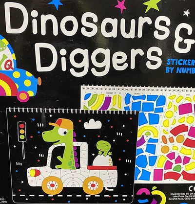 Dinosaurs and Diggers Sticker by number | Books