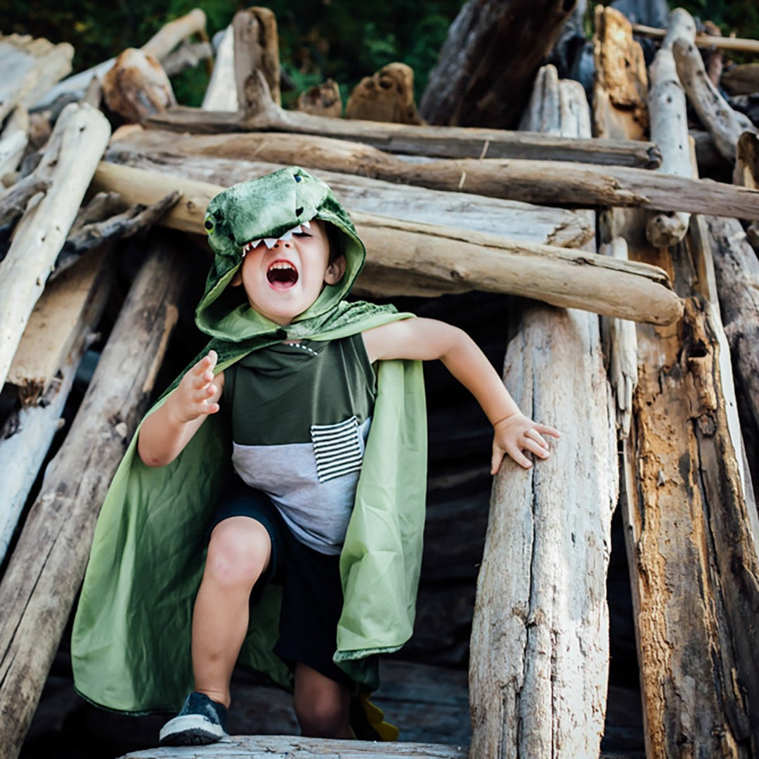 SAFIGLE Dinosaur Hooded Cape For Kids - Halloween Costume & Dress Up Cloak