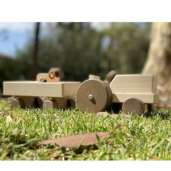 Trauffer Wooden Tractor and Trailer